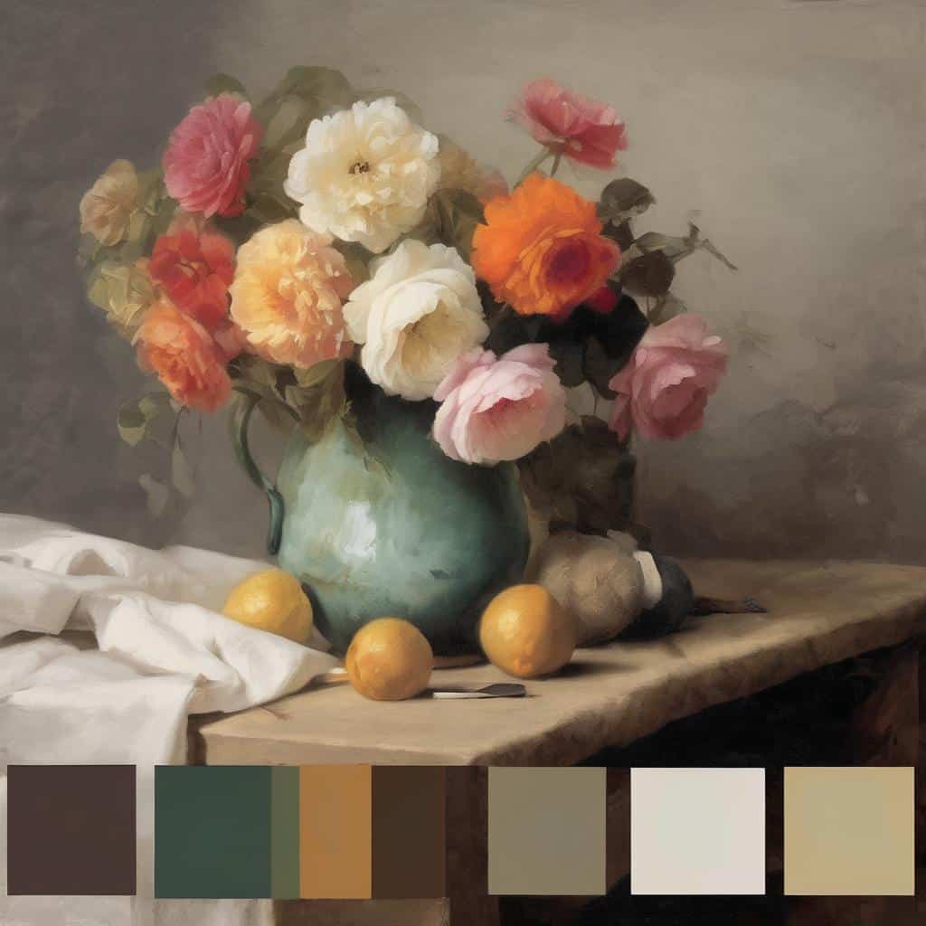 Ρουμπανί και ροζ τριαντάφυλλα σε παλιό βάζο, τέχνη της φαντασίας και της πραγματικότητας.